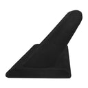 Jewelry retail display stand showing multiple rings on velvet holders