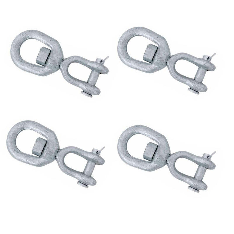 4 Pcs 1/2" Jaw & Eye Swivel for Marine Boats – Hot Dipped Galvanized Mooring Connector, 3,600 lbs WLL, Eye Eye Swivel