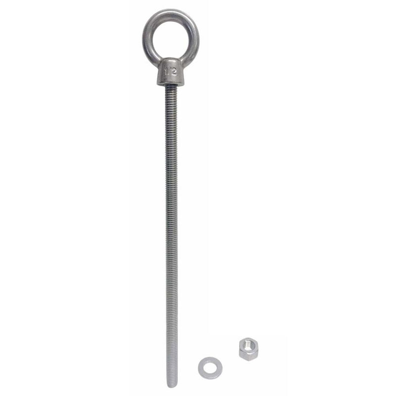 Marine T316 Stainless Steel 1/2" x 12" Shoulder Eye Bolt 2,000 Lbs WLL