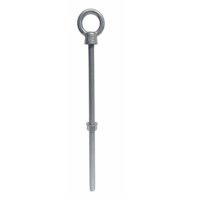 Marine T316 Stainless Steel 1/2" x 12" Shoulder Eye Bolt 2,000 Lbs WLL