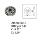 Marine T304 Stainless Steel 3" Sheave Wire Rope Pulley Brass Bushing for 5/8" Rope