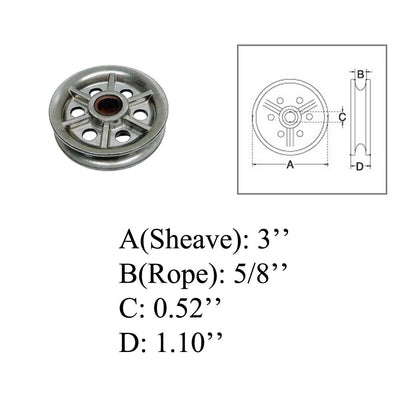 Marine 3" Sheave Wire Rope Pulley Brass Bushing  5/8" Rope T304 Stainless Steel