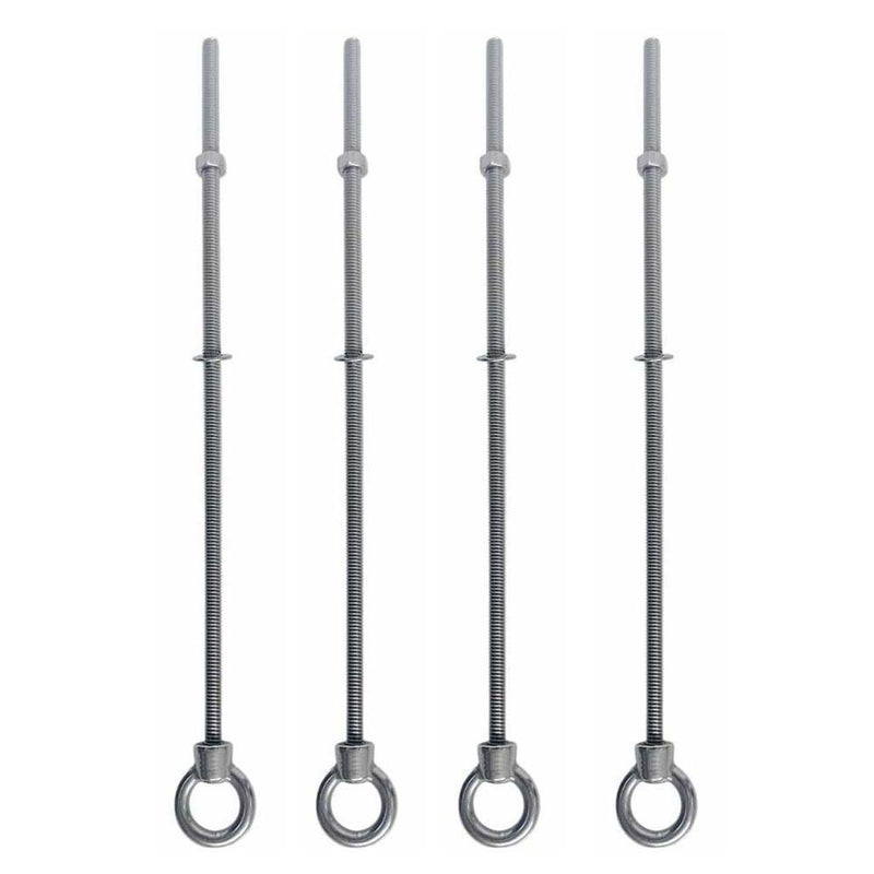 4 Pcs Marine T316 Stainless Steel 1/4" x 12" Shoulder Eye Bolt 400 Lbs WLL