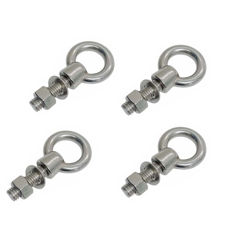 4 Pcs Marine T316 Stainless Steel 1/2" x 1-1/2" Shoulder Eye Bolt 2,000 Lbs WLL