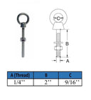 4 Pcs Marine T316 Stainless Steel 1/4" x 2" Shoulder Eye Bolt 400 Lbs WLL