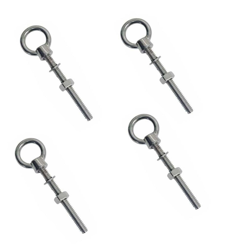 4 Pcs Marine T316 Stainless Steel 5/16" x 4" Shoulder Eye Bolt 800 Lbs WLL
