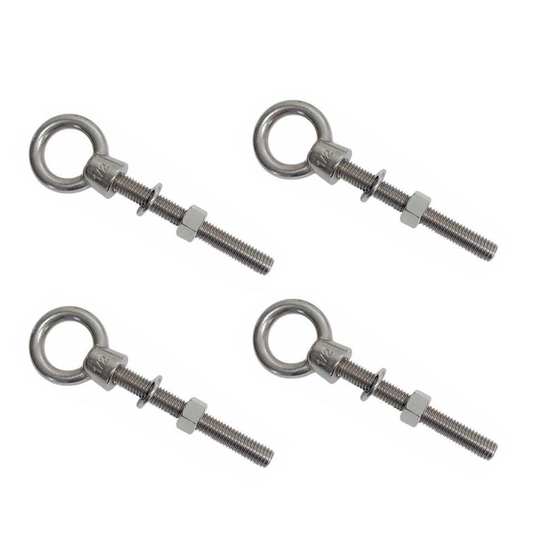 4 Pcs Marine T316 Stainless Steel 1/2" x 3-3/16" Shoulder Eye Bolt 2,200 Lbs WLL
