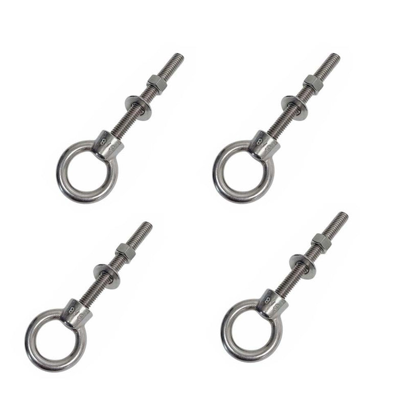 4 Pcs Marine T316 Stainless Steel 3/8" x 3-1/8" Shoulder Eye Bolt 1,000 Lbs WLL