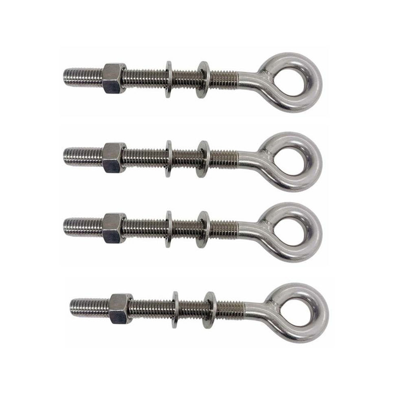 4 Pcs Marine T316 Stainless Steel 5/8" x 6" Shoulder Eye Bolt 2,400 Lbs WLL