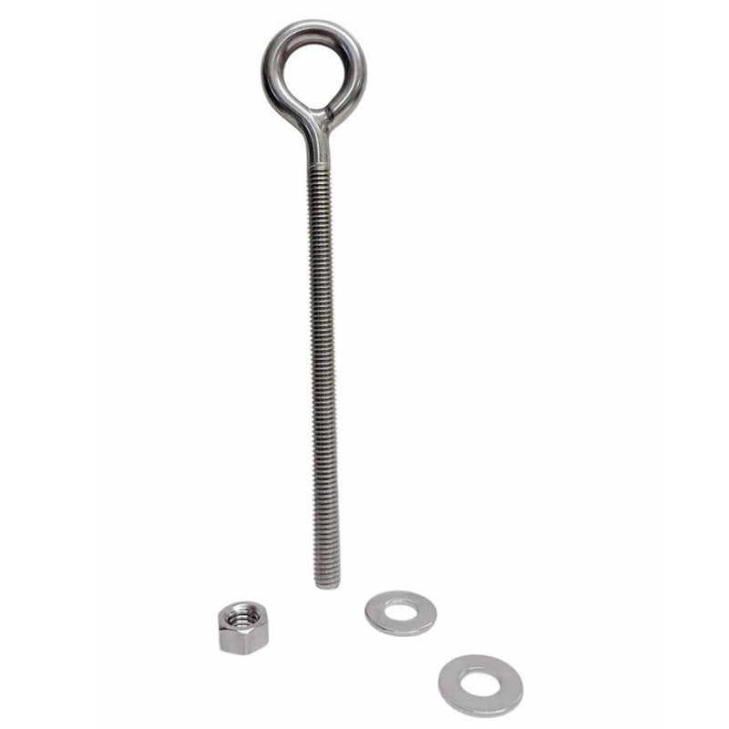 Marine T316 Stainless Steel 3/8" x 6" Welded Plain Eye Bolt 1,000 Lbs WLL