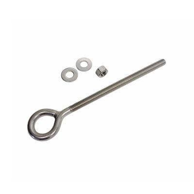Marine T316 Stainless Steel 3/8" x 6" Welded Plain Eye Bolt 1,000 Lbs WLL