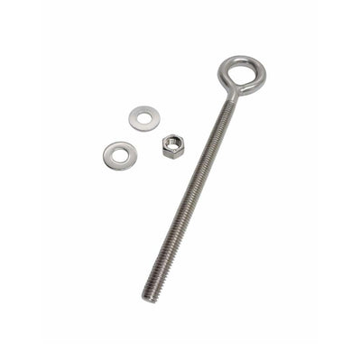 Marine T316 Stainless Steel 3/8" x 6" Welded Plain Eye Bolt 1,000 Lbs WLL