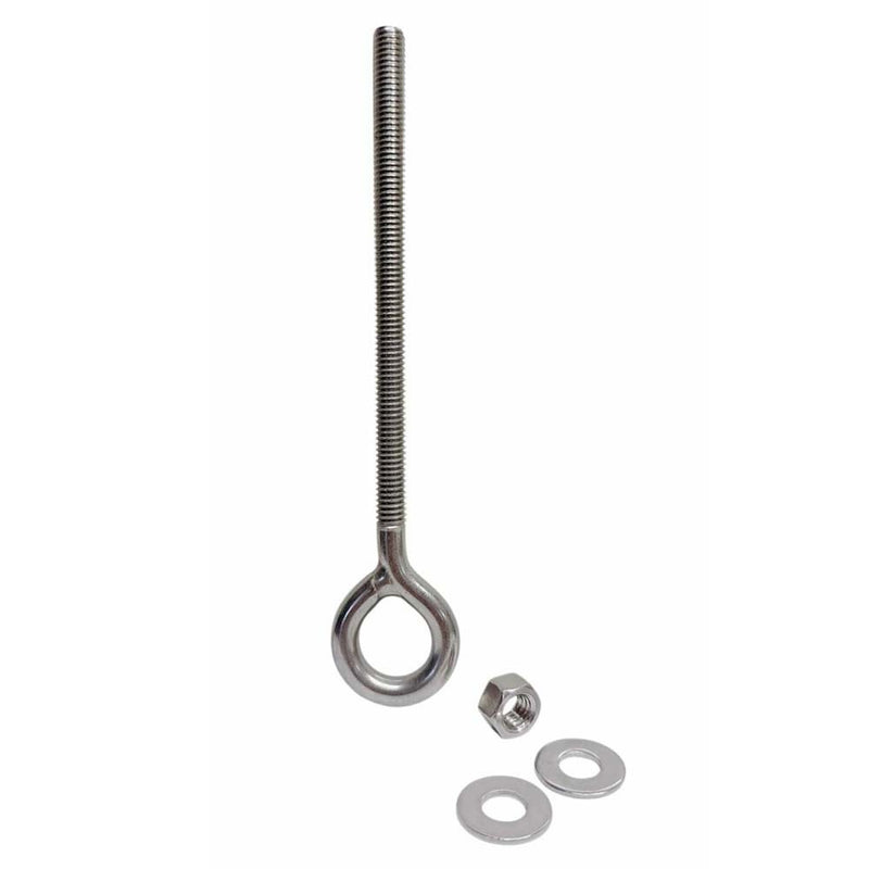 Marine T316 Stainless Steel 3/8" x 6" Welded Plain Eye Bolt 1,000 Lbs WLL