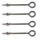 4 Pcs Marine T316 Stainless Steel 3/8" x 6" Welded Plain Eye Bolt 1,000 Lbs WLL