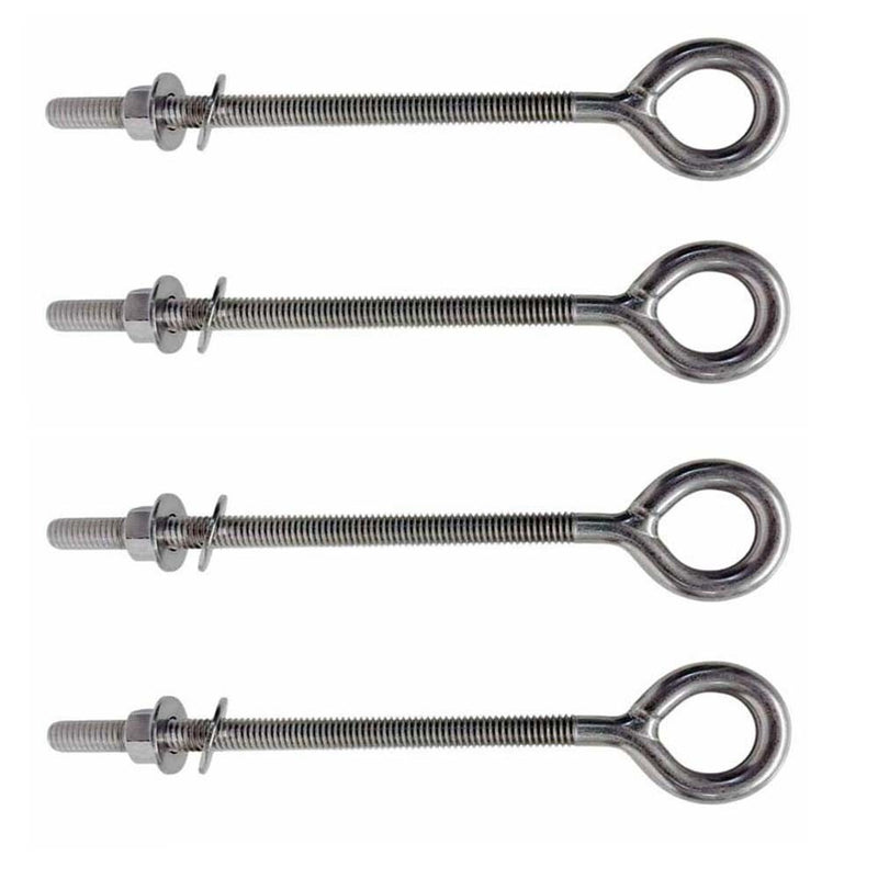 4 Pcs Marine T316 Stainless Steel 3/8" x 6" Welded Plain Eye Bolt 1,000 Lbs WLL