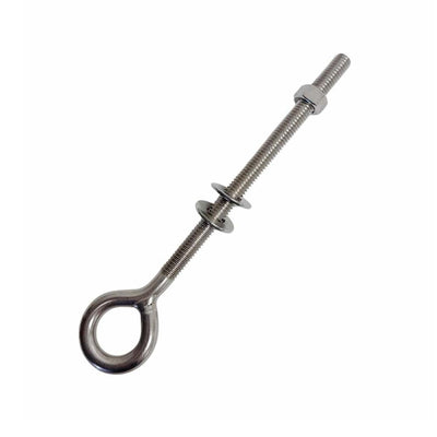 4 Pcs Marine T316 Stainless Steel 3/8" x 6" Welded Plain Eye Bolt 1,000 Lbs WLL