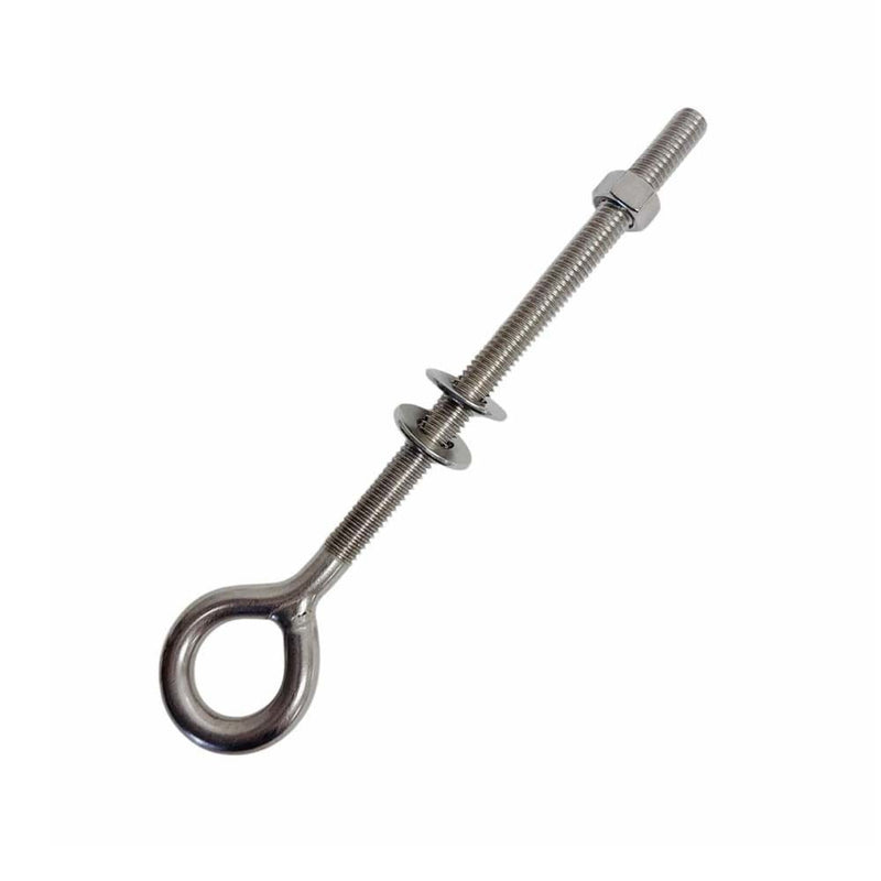 4 Pcs Marine T316 Stainless Steel 3/8" x 6" Welded Plain Eye Bolt 1,000 Lbs WLL