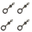 4 Pcs Marine T316 Stainless Steel 1/4" x 1-9/16" Welded Plain Eye Bolt 400 Lbs WLL