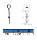 4 Pcs Marine T316 Stainless Steel 5/16" x 3-3/16" Welded Plain Eye Bolt 600 Lbs WLL