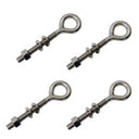 4 Pcs Marine T316 Stainless Steel 1/2" x 4" Welded Plain Eye Bolt 1,800 Lbs WLL