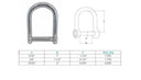 Marine T316 Stainless Steel Wide D Shackle – Screw Pin, No-Snag Design