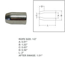 4 Pcs Marine T316 Stainless Steel Flemish Eye Sleeves For 1/2" Wire Rope Cable