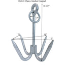1KG Grapnel Anchor Hook – Hot Dipped Galvanized 4-Flute Folding Grappling Anchor with Ring, 11.5" Marine Anchor for Kayak, Small Boat, Fishing, Yacht