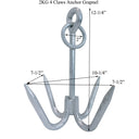 2KG Grapnel Anchor Hook – Hot Dipped Galvanized 4-Flute Folding Grappling Anchor with Ring, 12-1/4" Marine Anchor for Kayak, Small Boat, Fishing, Yacht