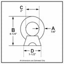 4 Pcs 1" T316 Stainless Steel Eye Nut – Lifting Eye Nut UNC Thread 7,500 lb WLL for Marine, Rigging & Hoisting