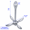 9 lb Folding Grapnel Anchor, Hot Dipped Galvanized Boat Anchor for Kayak, Jet Ski, Canoe & Small Watercraft