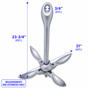 18 lb Folding Grapnel Anchor, Hot Dipped Galvanized Boat Anchor for Kayak, Jet Ski, Canoe & Small Watercraft