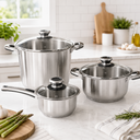 Stainless Steel Sauce Pan with Tempered Glass Lid – Durable, Rust-Proof Cookware