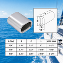 T316 Stainless Steel Wire Rope Oval Sleeve, Marine Grade Cable Crimp Sleeves for Rigging, Steel Cable, Wire Rope Loop Ends, and Swaging