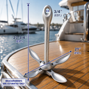 Folding Grapnel Anchor Hot Dipped Galvanized Steel, Boat Anchor for Yacht, Docking, Mooring, Fishing, Kayak, Canoe, and Marine Use