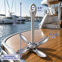 Folding Grapnel Anchor Hot Dipped Galvanized Steel, Boat Anchor for Yacht, Docking, Mooring, Fishing, Kayak, Canoe, and Marine Use