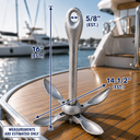 Folding Grapnel Anchor Hot Dipped Galvanized Steel, Boat Anchor for Yacht, Docking, Mooring, Fishing, Kayak, Canoe, and Marine Use