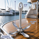 Folding Grapnel Anchor Hot Dipped Galvanized Steel, Boat Anchor for Yacht, Docking, Mooring, Fishing, Kayak, Canoe, and Marine Use