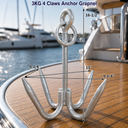 Galvanized 4-Flute Prong Claws Anchor Grapnel, Compact Marine Boat Anchor for Small Boats, Kayaks, Canoes, and Docking