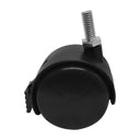 2" Black Swivel Caster with Brake, PVC Nylon Wheel with Threaded Stem for Retail Displays, Carts, Cabinets, and Furniture