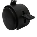 2" Black Swivel Caster with Brake, PVC Nylon Wheel with Threaded Stem for Retail Displays, Carts, Cabinets, and Furniture