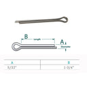 Marine Stainless Steel Cotter Pin Clip Split Pin Hardware 5/32" x 1-3/4", 10 Pcs