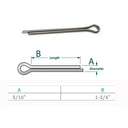 Marine Stainless Steel Cotter Pin Clip Split Pin Hardware 3/16" x 1-3/4", 2 Pcs