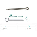 Marine Stainless Steel Cotter Pin Clip Split Pin Hardware 5/16" x 2-1/2", 2 Pcs