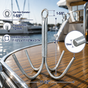 Galvanized Steel 4-Prong Grapnel Anchor – Heavy Duty Reef Anchor for Boat, Kayak, Canoe & Jet Ski Marine Use