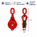 Cable Wire Snatch Block Pulley, Single Sheave Yarding Block for Logging, Rigging, Towing, Winching, and Hauling