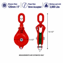 Cable Wire Snatch Block Pulley, Single Sheave Yarding Block for Logging, Rigging, Towing, Winching, and Hauling