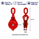 Cable Wire Snatch Block Pulley, Single Sheave Yarding Block for Logging, Rigging, Towing, Winching, and Hauling