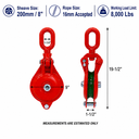 Cable Wire Snatch Block Pulley, Single Sheave Yarding Block for Logging, Rigging, Towing, Winching, and Hauling