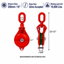 Cable Wire Snatch Block Pulley, Single Sheave Yarding Block for Logging, Rigging, Towing, Winching, and Hauling