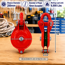 Single Sheave Snatch Yarding Block Pulley with Shackle – Heavy Duty Cable Wire Rope Pulley for Rigging, Lifting & Yarding